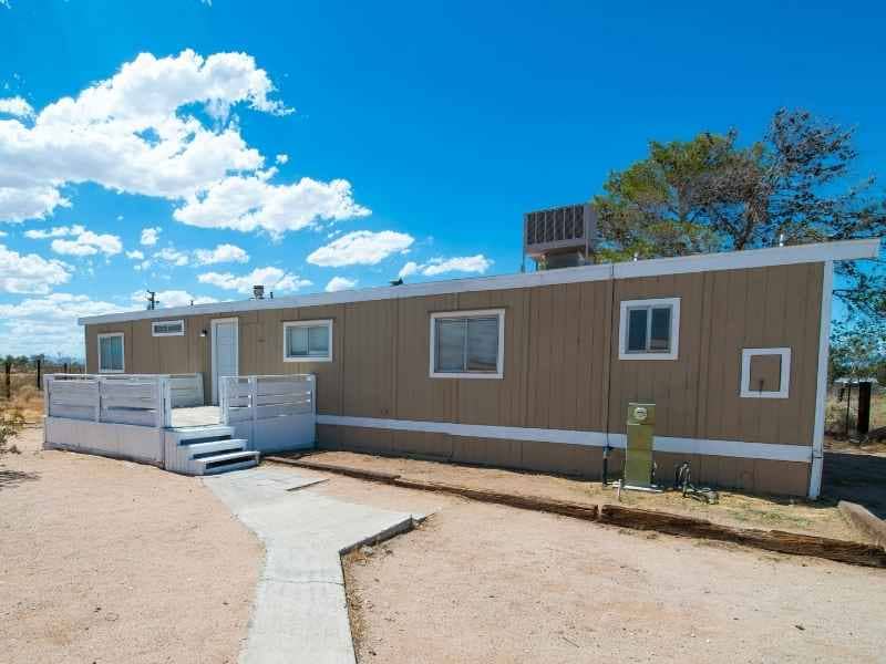 Manufactured home after repairs and re-leveling for an elevation certificate review in Bryan Texas